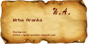 Wrba Aranka névjegykártya